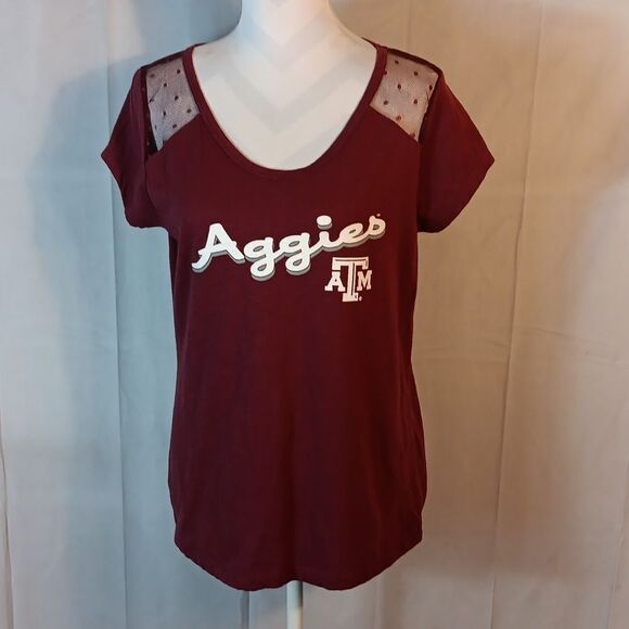 Texas Aggies Maroon T-Shirt with Mesh Shoulders - Picture 6 of 6